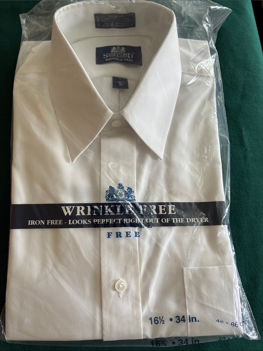 Stafford White Wrinkle-Free Point Collar Dress Shirt